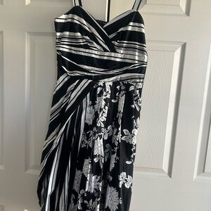 White House Black Market Asymmetrical Black and White Dress